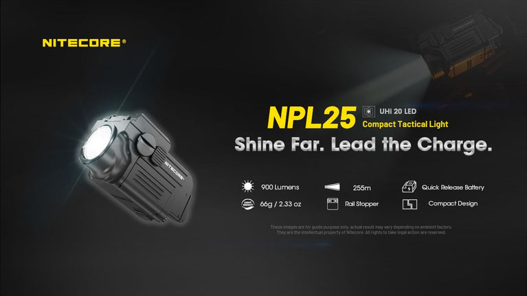 TORCIA DA 900 LUMENS NPL25 PER PISTOLA NITECORE