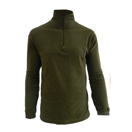 MAGLIA IN PILE CON ZIP CORTA VERDE MILITARE MIL-STYLE