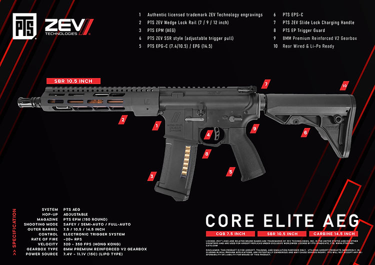 FUCILE SOFTAIR  ZEV Core Elite Carbine AEG 10.5" PTS Syndicate