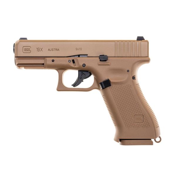 PISTOLA GLOCK 19X CO2 BB CAL 4.5 SCARRELLANTE COYOTE Pot.<7.5J UMAREX