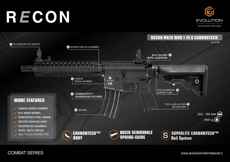 FUCILE RECON MK18 Mod 1 10.8 CARBONTECH EVOLUTION AIRSOFT