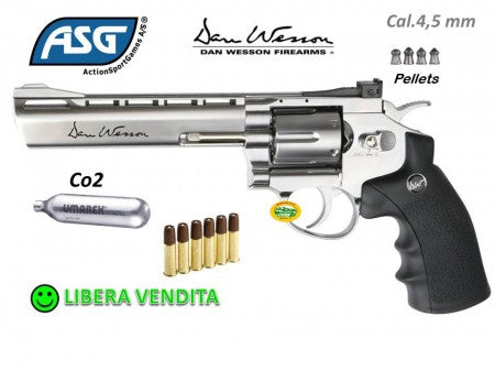 Revolver Dan Wesson Canna Inox Da 6'' Cal. 4,5 Pellet. aSG