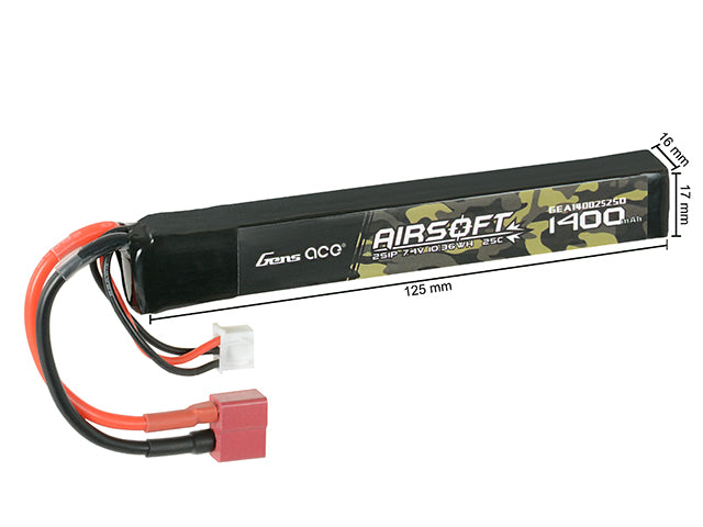 BATTERIA LIPO 25C 1400mAh 7,4V DEANS GENS ACE