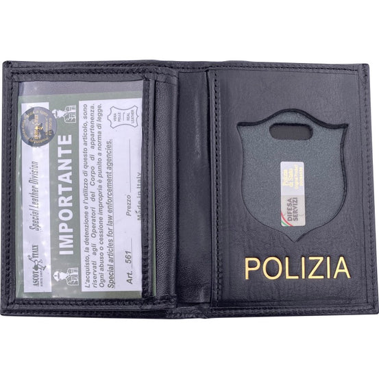 Portafoglio POLIZIA DI STATO  In Pelle BLU Con Alloggio Placca  Ascot