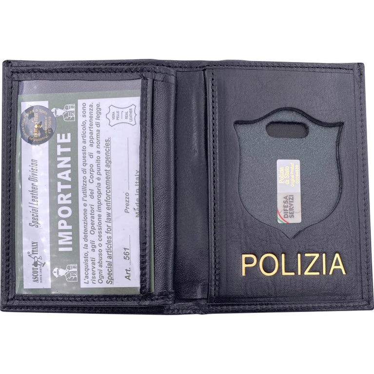 Portafoglio POLIZIA DI STATO  In Pelle BLU Con Alloggio Placca  Ascot