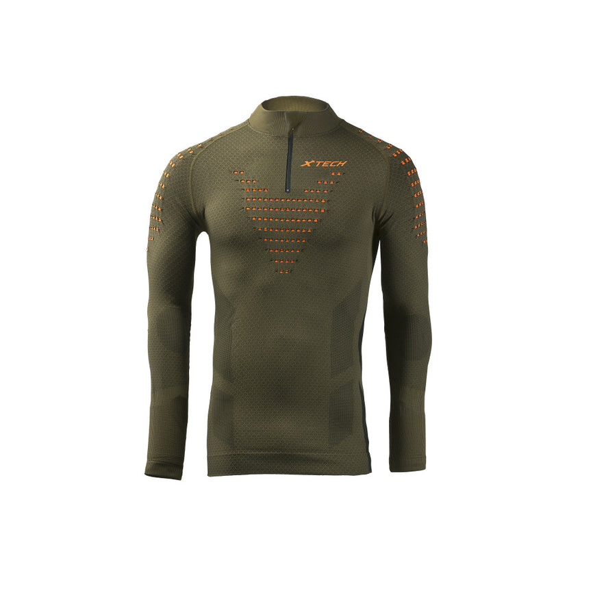 MAGLIA TERMICA TACTICAL VERDE MANICA LUNGA GIROCOLLO XTECH