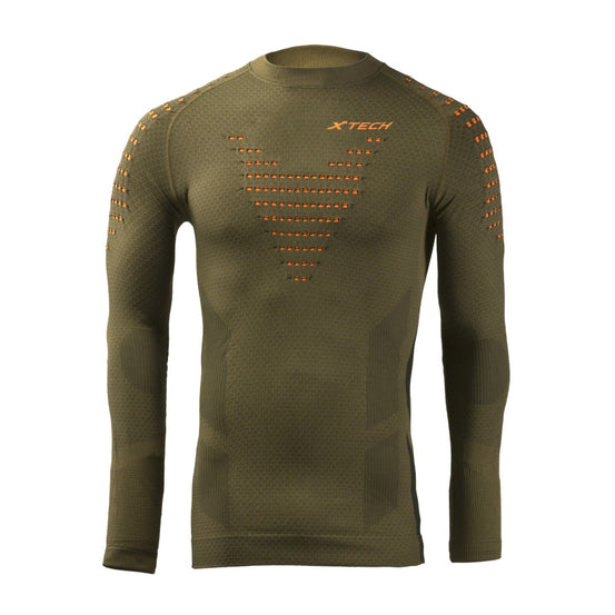 MAGLIA TERMICA TACTICAL VERDE MANICA LUNGA GIROCOLLO XTECH