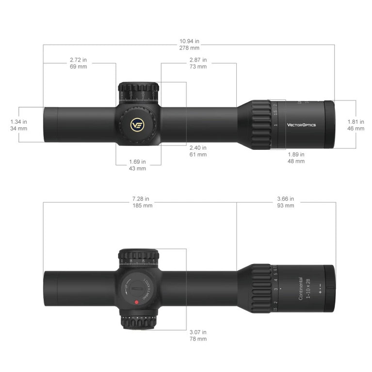 ottica Continental x10 1-10x28 ED vector optics