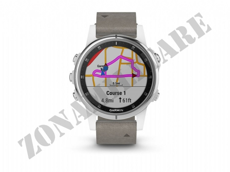 Orologio Fenix 5S Plus Sapphire White Con Gray Leather Band Garmin