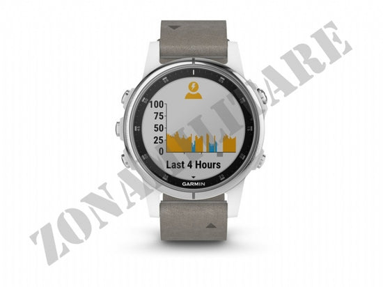 Orologio Fenix 5S Plus Sapphire White Con Gray Leather Band Garmin