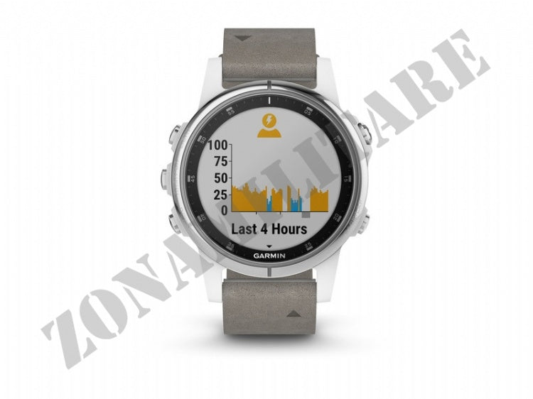 Orologio Fenix 5S Plus Sapphire White Con Gray Leather Band Garmin