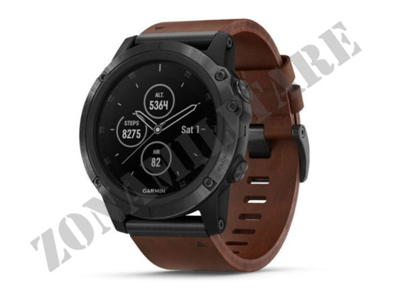 Orologio Fenix 5X Plus Sapphire Gray Con Brown Leather Band Garmin