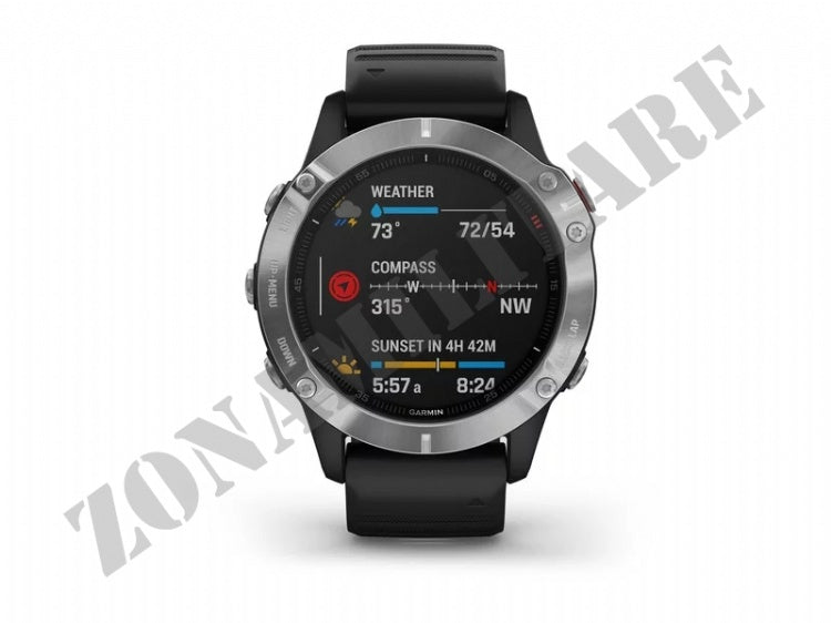 Orologio Garmin Fenix 6 Lunetta Silver With Black Band