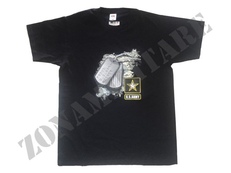 T-Shirt Manica Corta U.S. Army Nera In Cotone