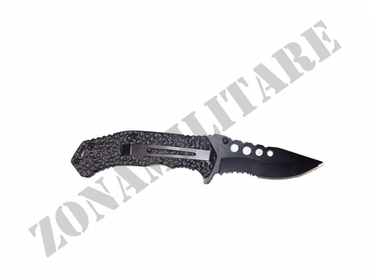 Coltello Richiudibile Con Teschi In Metallo Nero E Silver