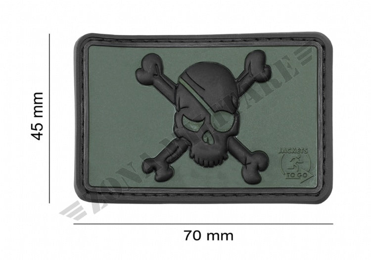 Pirate Skull Rubber Patch Jtg Forest Color