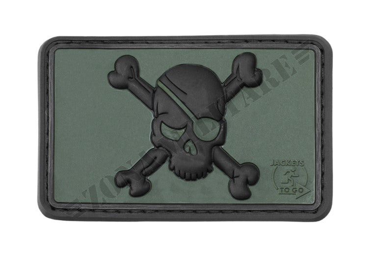 Pirate Skull Rubber Patch Jtg Forest Color