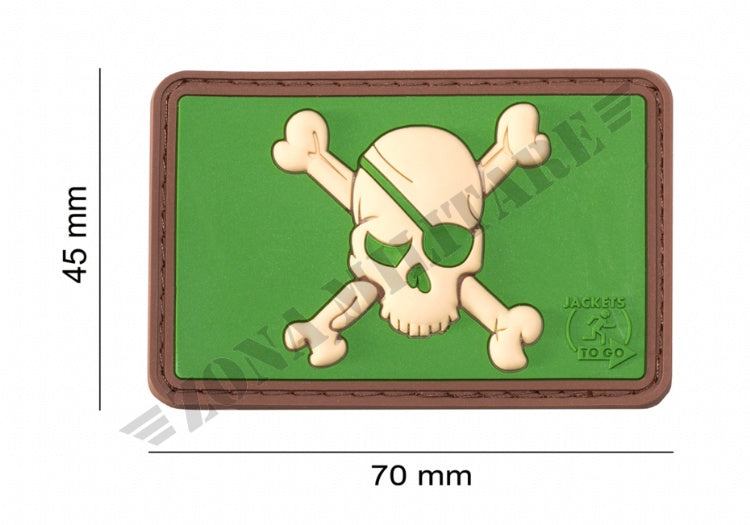 Pirate Skull Rubber Patch Jtg GREEN Color