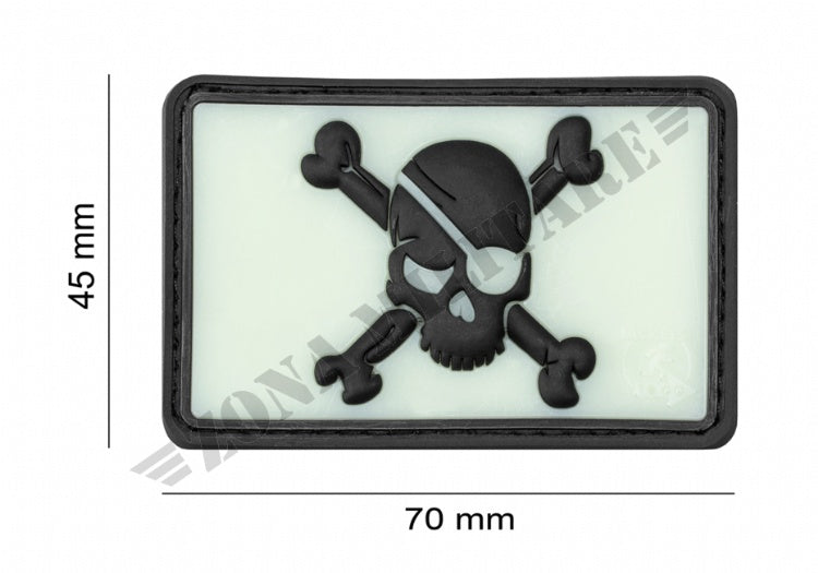 Pirate Skull Rubber Patch Jtg Glow Back Color