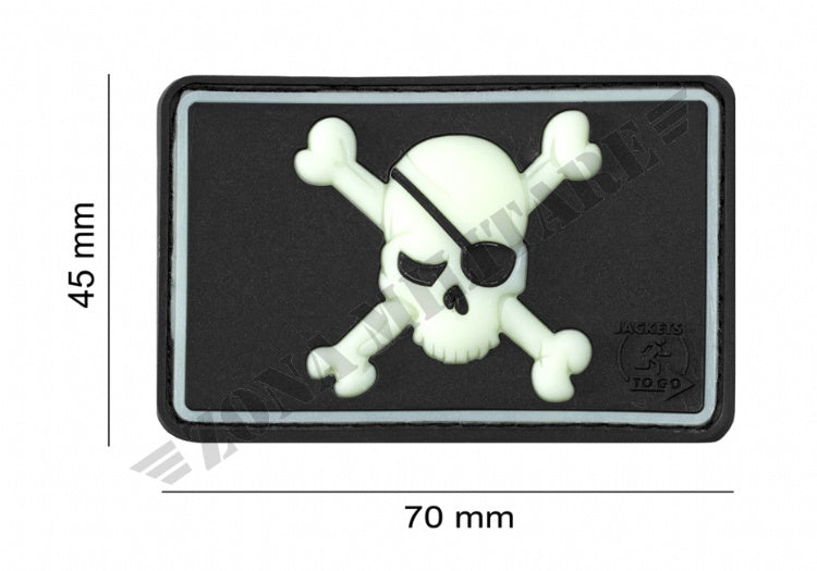 Pirate Skull Rubber Patch Jtg Glow In The Dark Color