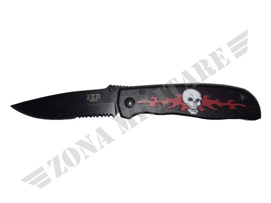 Coltello Skull Red Flame Jkr Inox Black