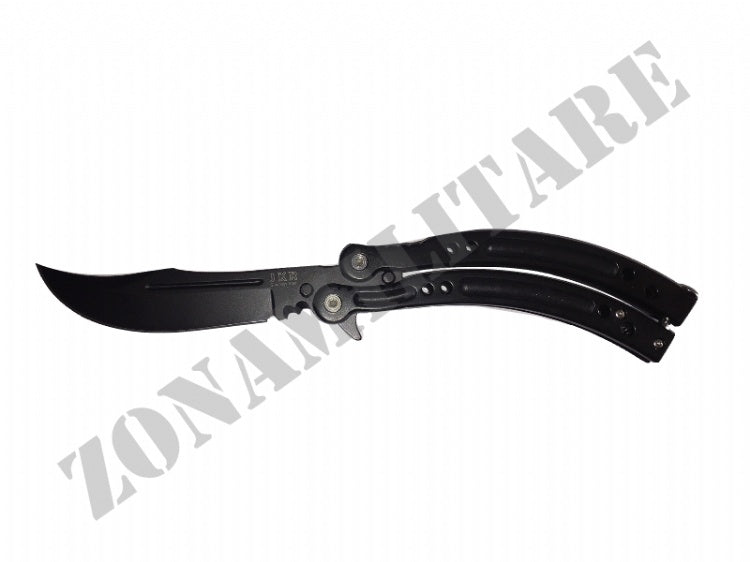 Coltello Butterfly Colore Nero Lama E Manico Ricurvo