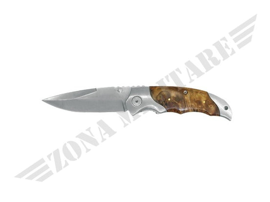 Coltello Lama Richiudibile Manico In Legno Hunting