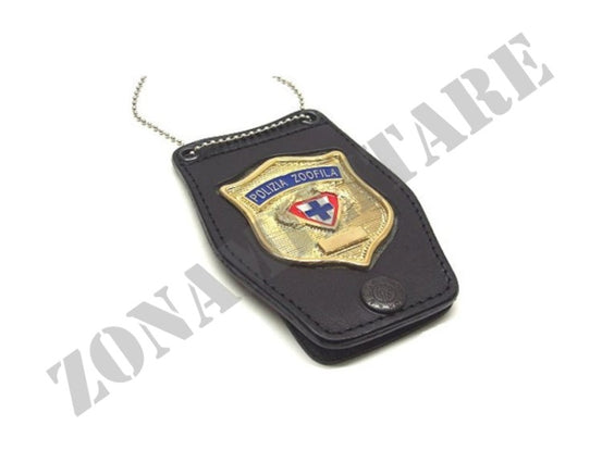 Porta Placca Con Catenella e placca Polizia Zoofila