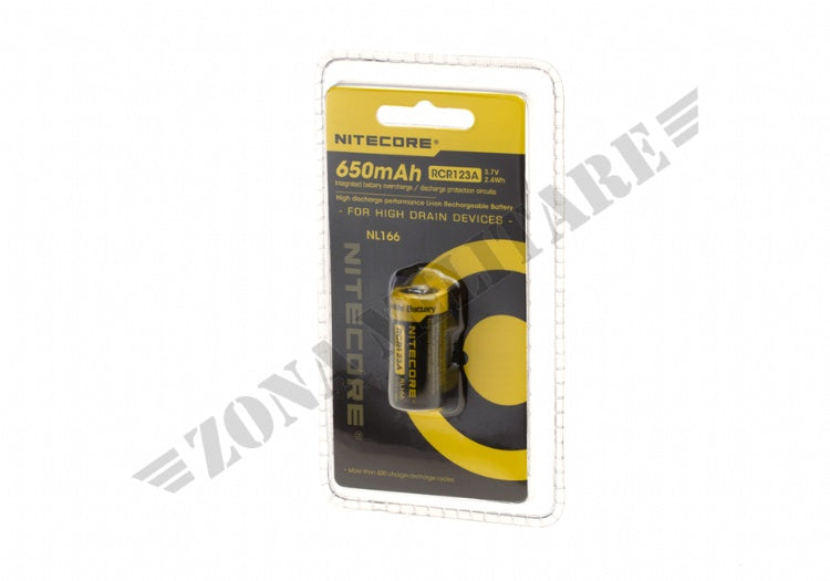 Batteria Ricaricabile Nl166 Rcr123 3.7V 650Mah Nitecore