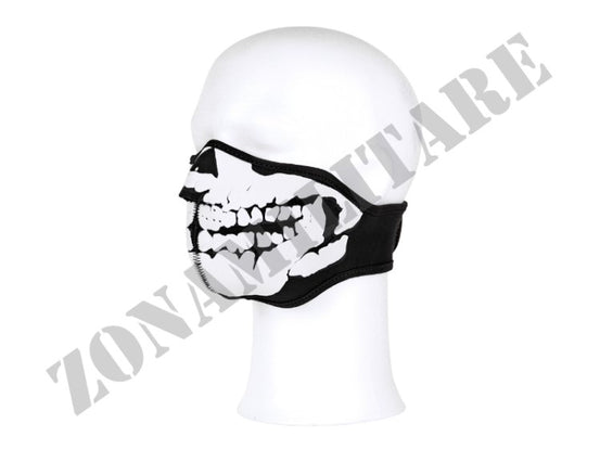 Maschera Mezzo Viso In Neoprene Teschio 3D Nera