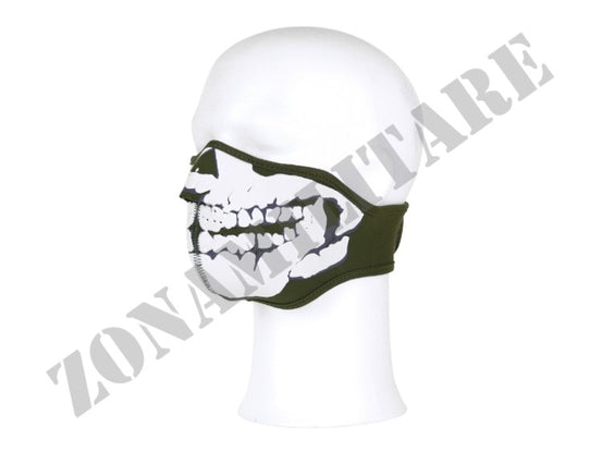 Maschera Mezzo Viso In Neoprene Teschio 3D Verde