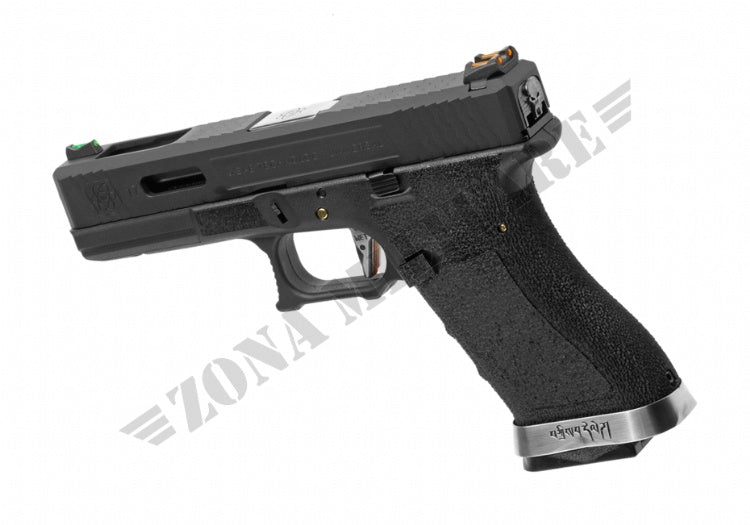 Pistola We17 Custom Bk Silver Barrel Metal Version Gbb Black