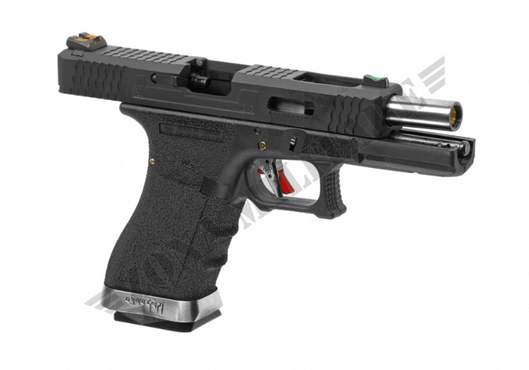 Pistola We17 Custom Bk Silver Barrel Metal Version Gbb Black