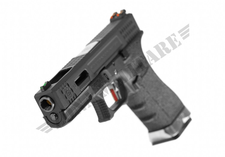 Pistola We17 Custom Bk Silver Barrel Metal Version Gbb Black