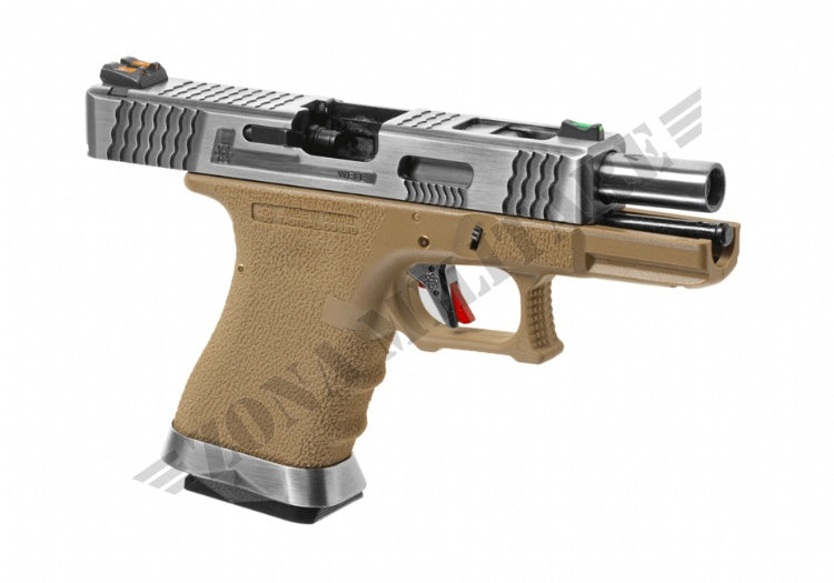 Pistola G Force 19 Metal Sv Metal Version Gbb We Silver/Desert Edition