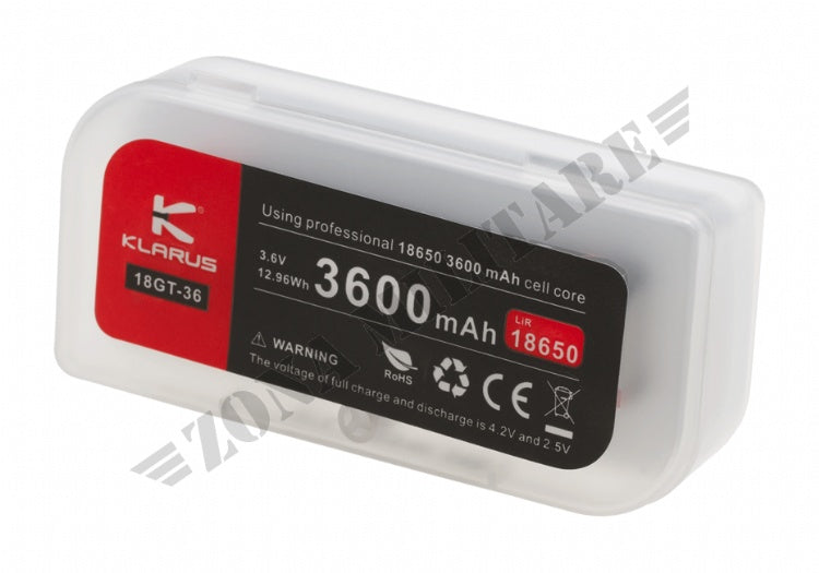 Batteria Klarus 3.7V 3600Mah 18650 Ricaricabile