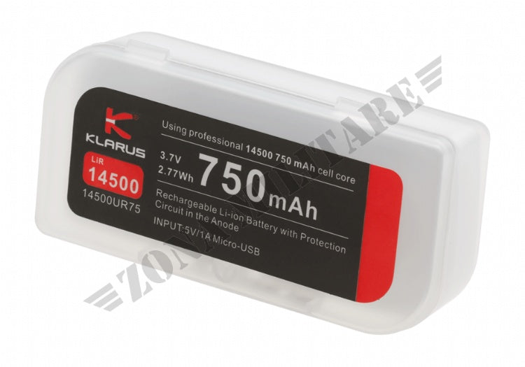 Batteria Ricaricabile 14500 Battery 3.7V 750Mah Micro-Usb