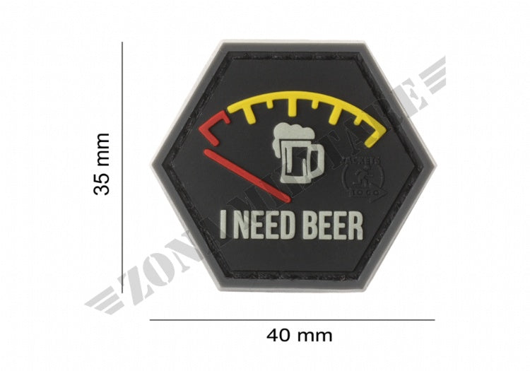 Patch Gommata I Need Beer Rubber Patch Jtg Red Version