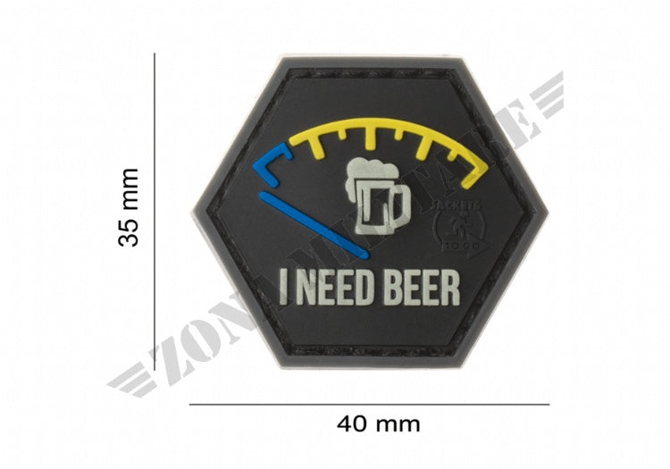 Patch Gommata I Need Beer Rubber Patch Jtg Blue Version