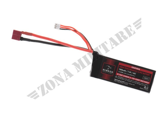 Batteria Lipo 7.4V 1800Mah 65C Grafene Mini Tipo T-Plug Nimrod