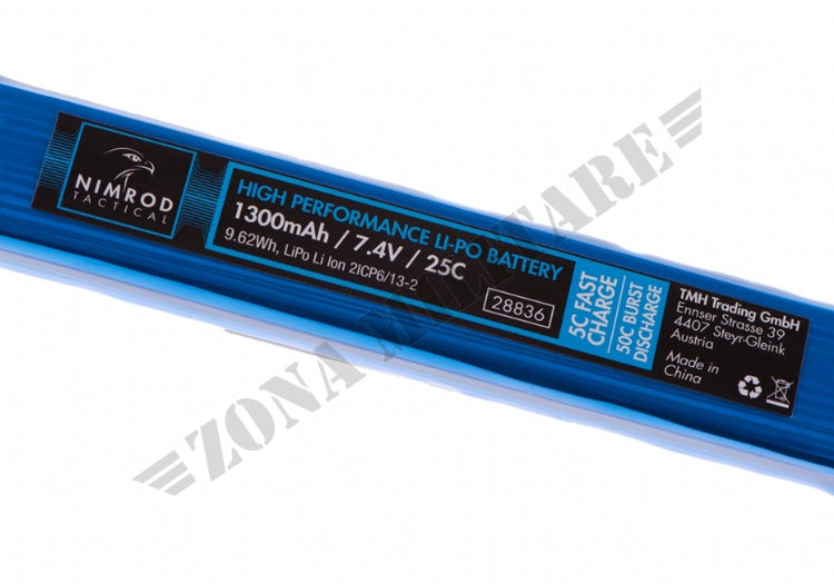 Batteria Lipo 7.4V 1300Mah 25C Stock Tube Type Nimrod