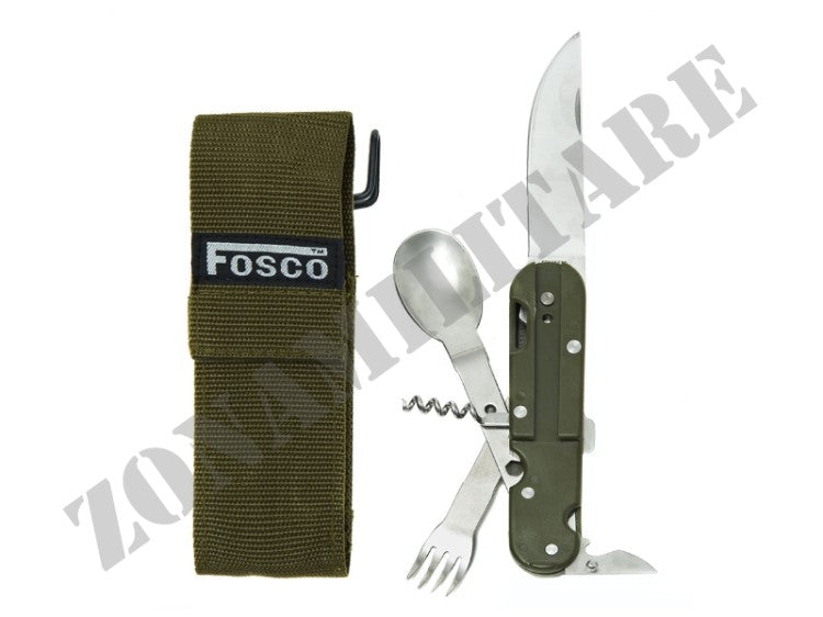 Kit Posate Pieghevoli Per Outdoor Con Fodero Nero Fosco