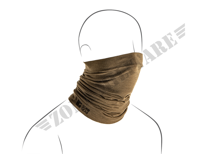 Merino Seamless Neck Gaiter Long Clawgear Stonegrey Olive