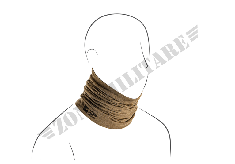 Merino Seamless Neck Gaiter Long Clawgear Stonegrey Olive