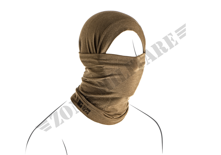 Merino Seamless Neck Gaiter Long Clawgear Stonegrey Olive