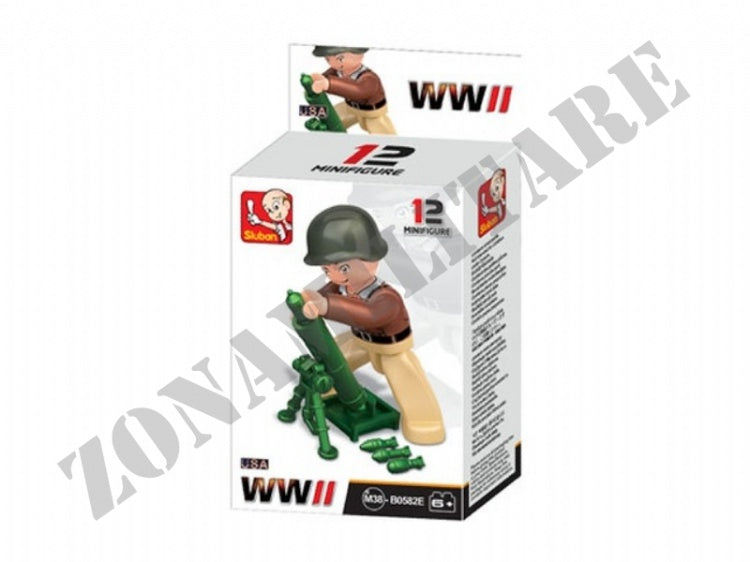 Mini Figures Sluban Wwii Addetto Al Lancio Mortaio