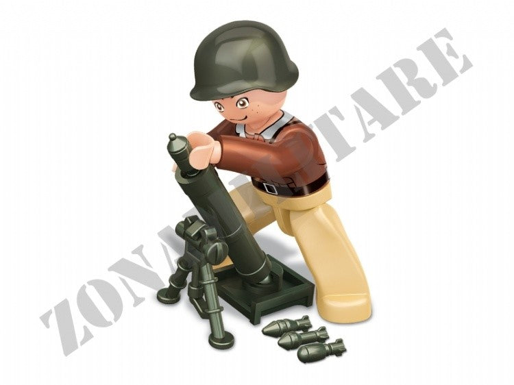 Mini Figures Sluban Wwii Addetto Al Lancio Mortaio