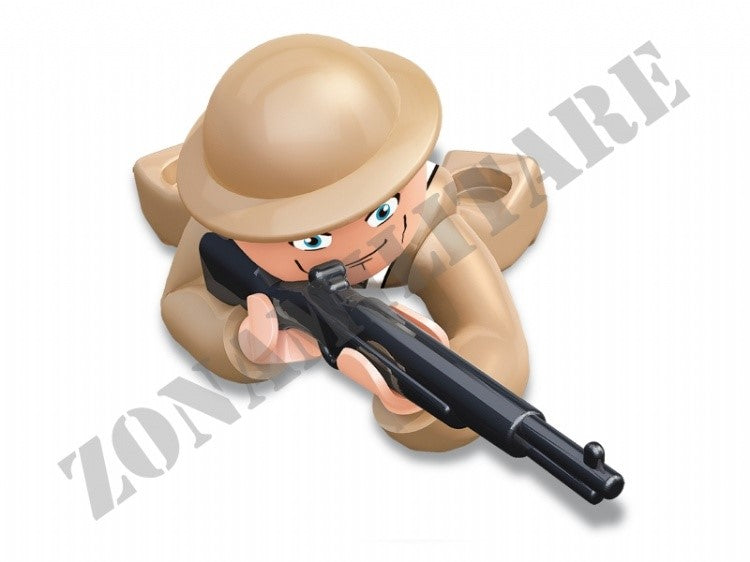 Mini Figures Sluban Wwii Soldato Fucile A Pompa Steso