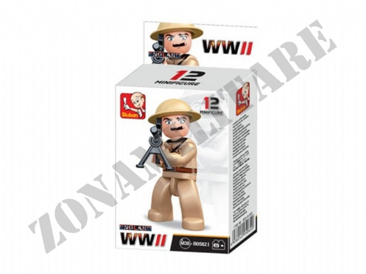 Mini Figures Sluban Wwii Soldato In Piedi Con Mitragliatrice Leggera