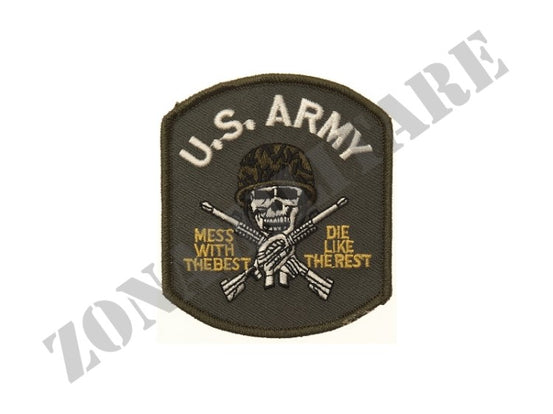 Patch Termo Adesiva Ricamata U.S. Army Con Teschio